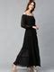 Buy Women Black Solid Semi Sheer Off Shoulder Maxi Tiered Dress ...