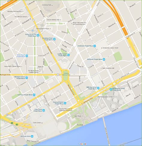 Downtown Detroit People Mover Map