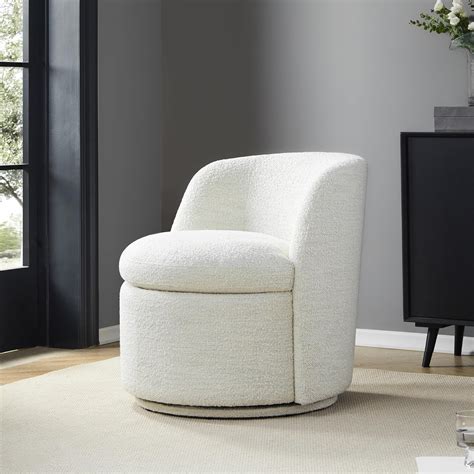 Cream Swivel Barrel Chair with Comfy Boucle Accent Philippines | Ubuy