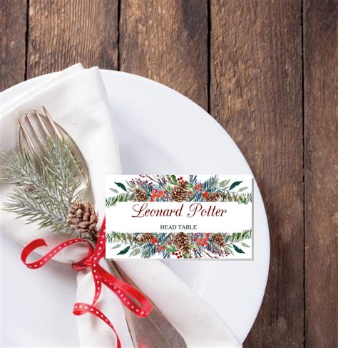 Christmas Place Cards Printable Template, Editable Names Cards ...