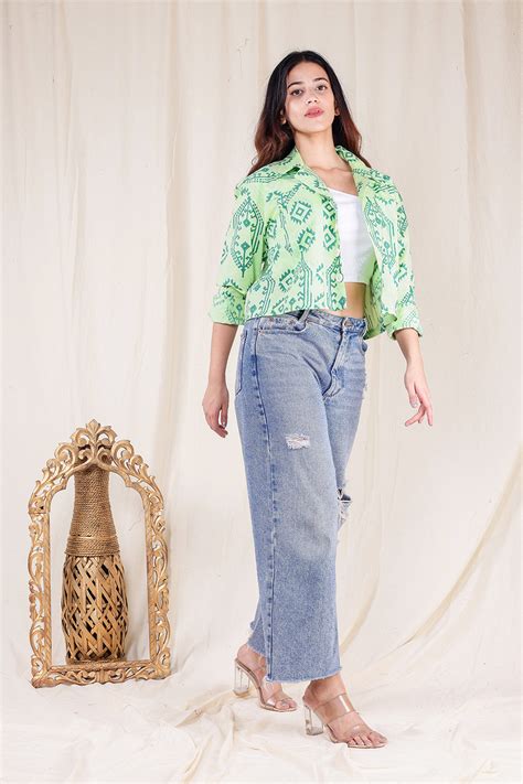 Sunday Celery Green Hand Block Cotton Jacket – NeeruTakshak