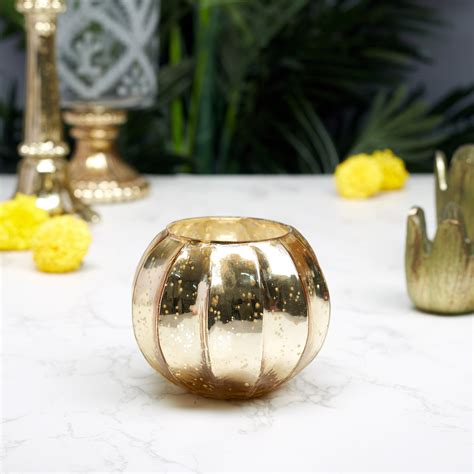 Buy Phiona Glass Pumpkin Handcrafted Mercury Votive 10 Cm in Gold ...