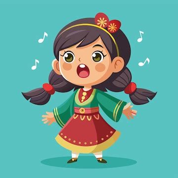 A cartoon girl with a green background with a blue background with the ...