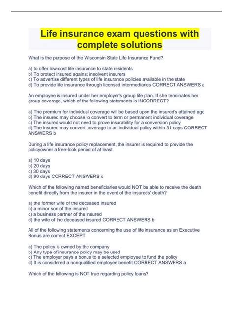 Image result for Life Insurance Exam Practice Questions