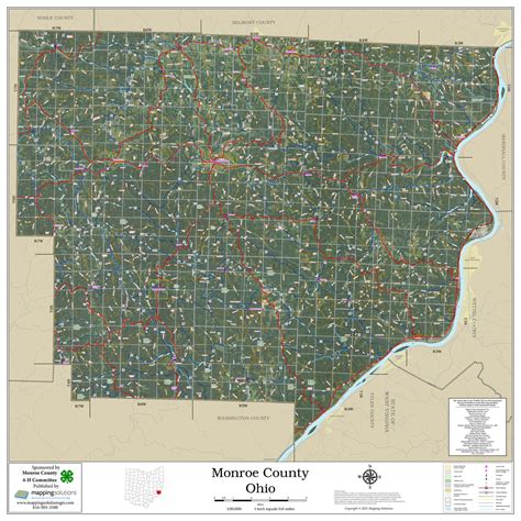 Monroe County Ohio 2024 Aerial Wall Map | Mapping Solutions