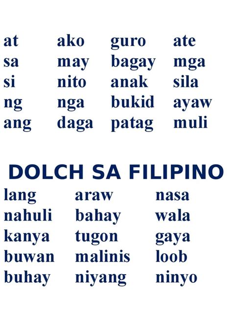 Image result for Tagalog Basic Sight Words