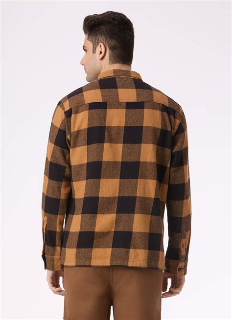 Men Brown Oversized Check Zip Shirt Jacket | Pepe Jeans India