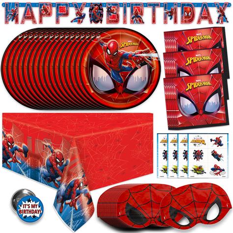 Spiderman Birthday Decorations Spiderman Party Supplies Serves 16 ...