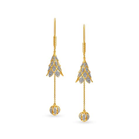 Enchanting 18 Karat Yellow Gold And Diamond Floral Drops