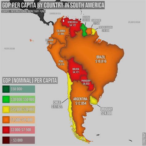 GDP per capita by country in South America