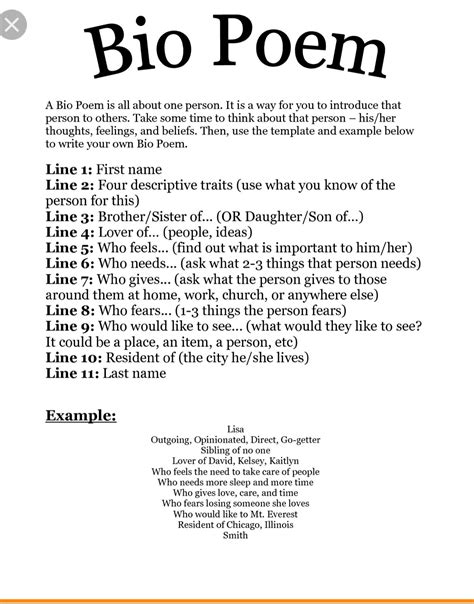 Image result for Bio Poem Examples