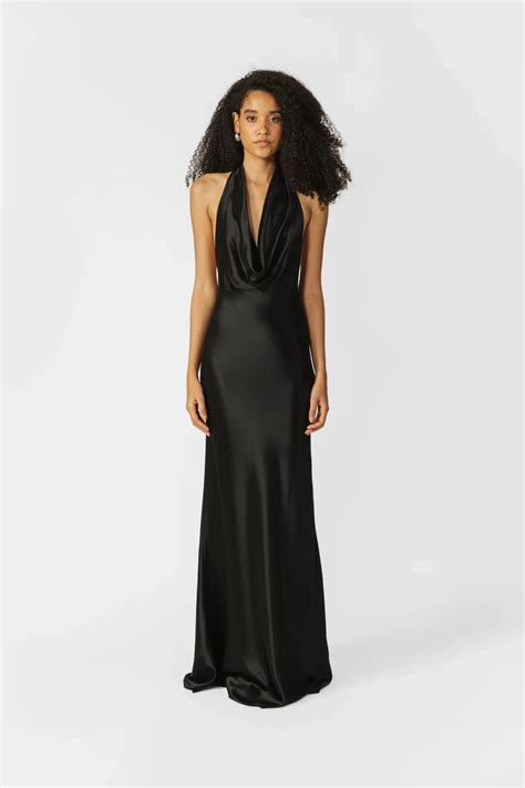 Pearl Satin Gown in Black | SAU LEE Official Website
