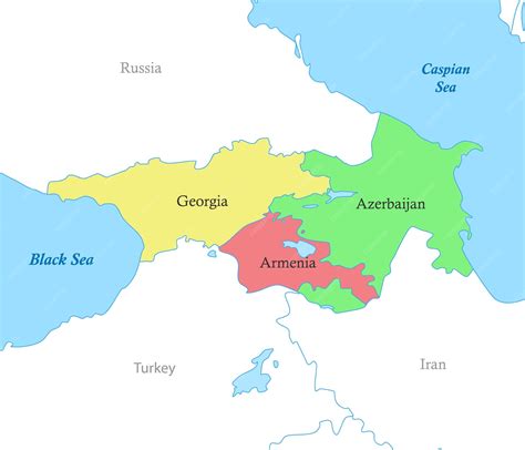 Premium Vector | Map of caucasus with borders of the countries