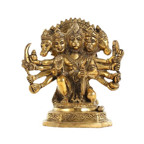Brass Handcrafted Panchmukhi Hanuman Statue | 7" Height – Budhshiv.com