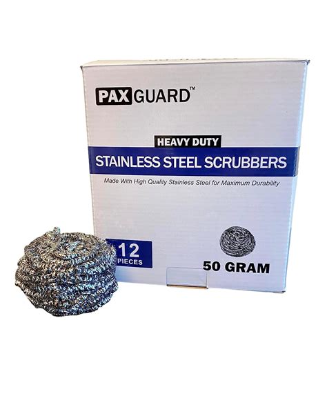 PAX GUARD Stainless Steel Scouring Pads - Large 50g Heavy Duty Steel ...