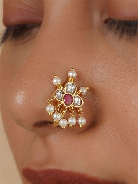 Nose Rings - Nose Studs - Bridal Jadau Kundan Nath – Mortantra
