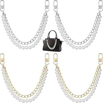 VIGHNESHWAR TRADERS 4 Pcs Pearl Purse Strap 9.45" Imitation Gold Silver ...