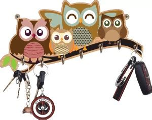 phical art Stylish Wooden Owl Family Key Holder For Home Decor| Key ...