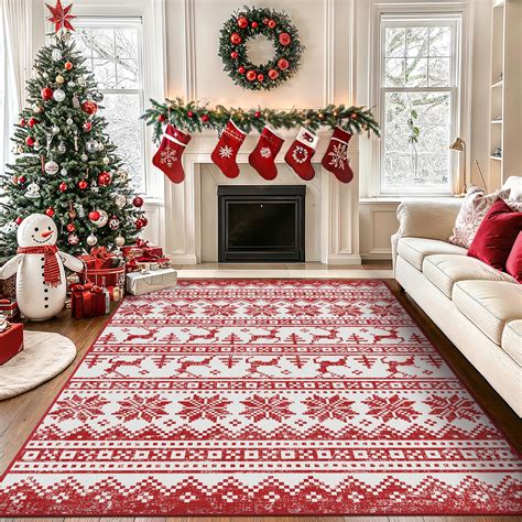BEIMO Christmas Area Rug 8x10 for Living Room Bedroom, Machine Washable ...