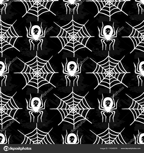 Spiders and spider web silhouette spooky seamless pattern background ...