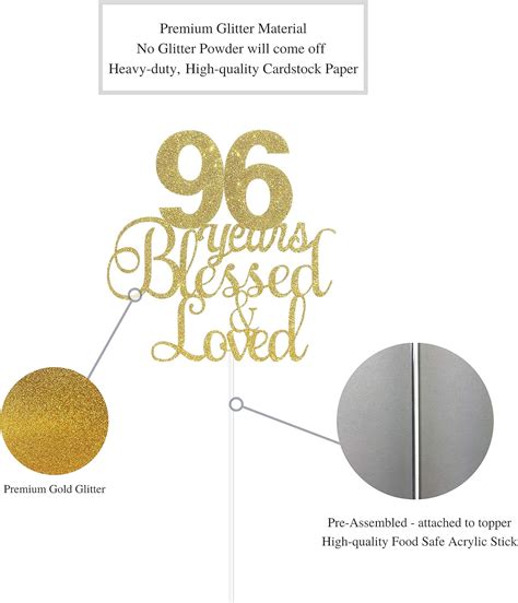 Oumebiu 96th Birthday Anniversary Cake Topper - Gold Glitter India | Ubuy