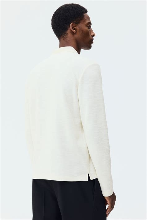 Slim Fit Long-sleeve polo shirt - Cream - Men | H&M IN