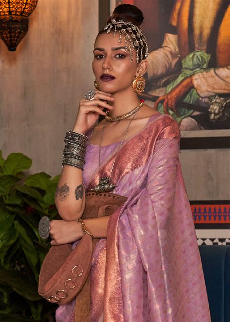 Fuchsia Pink Zari Woven Tissue Silk Saree - Clothsvilla