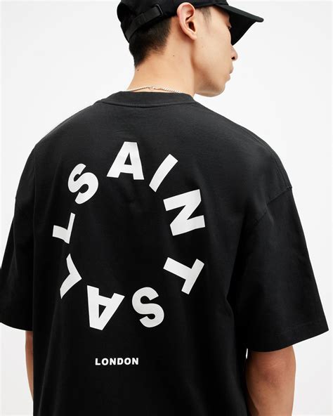 AllSaints Tierra Oversized Crew Neck Logo T-Shirt in Black for Men | Lyst