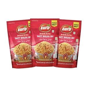Euro Tasty Bhujia Sev 350gm Pack of 3 | Indian Snacks | Spicy Fine ...