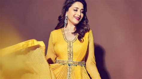 Madhuri Dixit Nene’s vibrant yellow anarkali is perfect for an ...