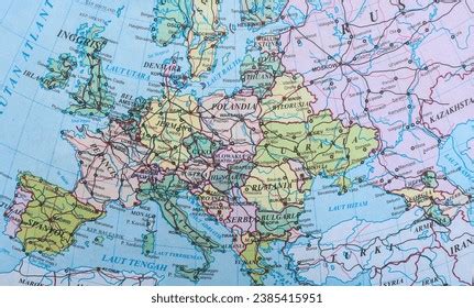 Colored Europe Map Close Stock Photo 2385415951 | Shutterstock