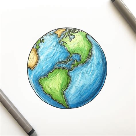 A drawing of a drawing of the earth with a pencil | Premium AI-generated image
