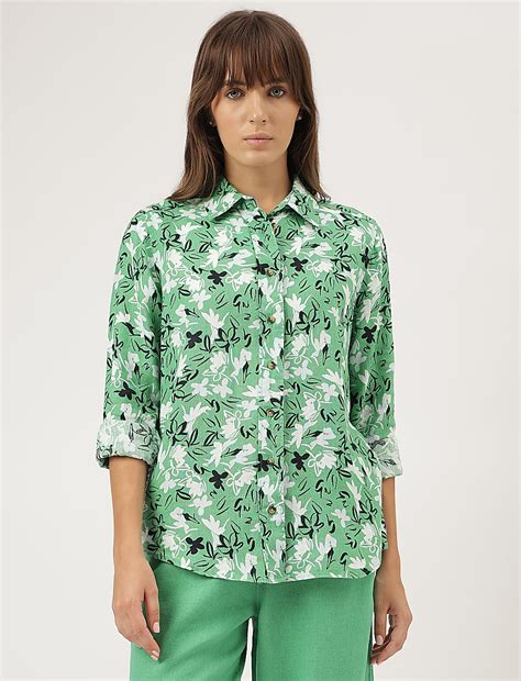 Buy Pure Linen Floral Printed Shirt at Marks & Spencer