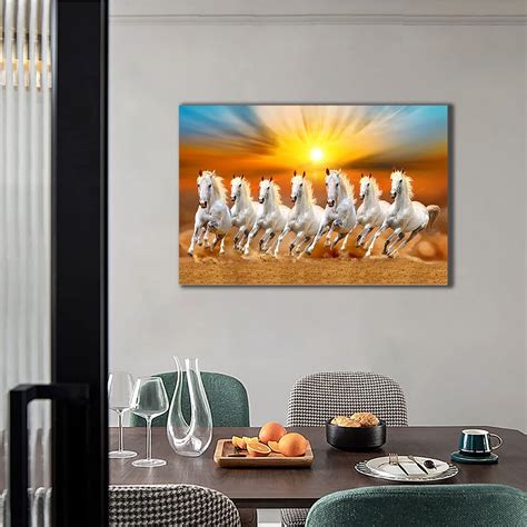 APOKPCZ Seven Running White Horse Feng Shui Canvas Painting India | Ubuy