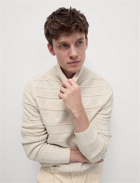 Buy Textured Roll Neck Jumper with Wool at Marks & Spencer