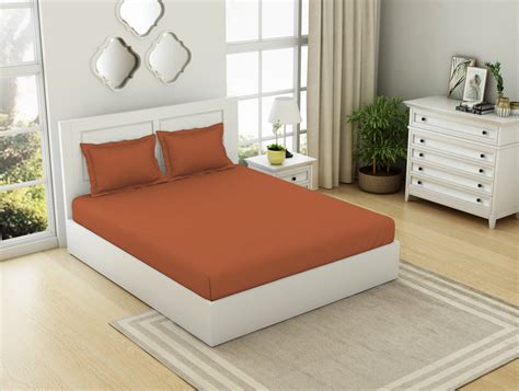 Solid Rust 100% Cotton King Size Bedsheet - Everyday Essentials By Spa