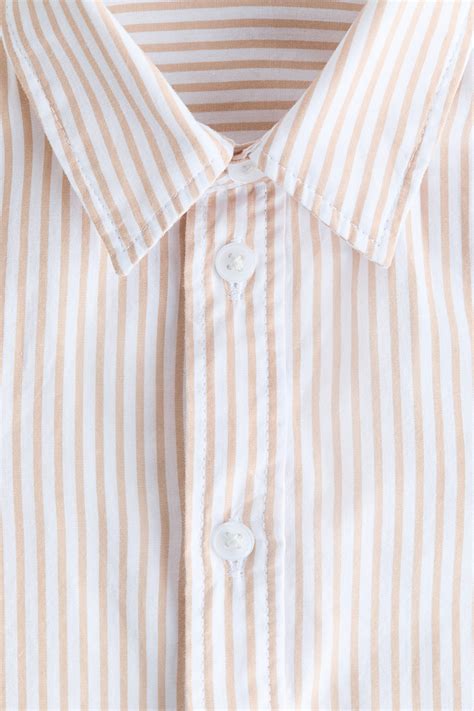 Beige/White striped Short-sleeved cotton shirt for kids | H&M IN