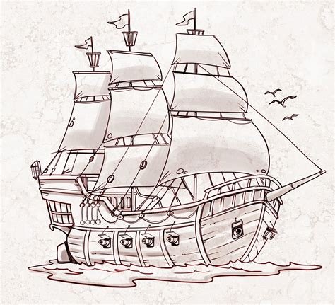 Simple Pirate Ship Drawing at GetDrawings | Free download