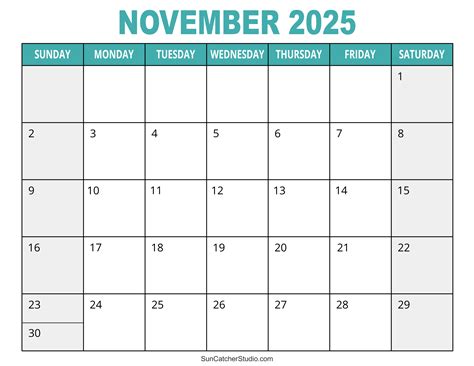 Printable Calendar For November 2025