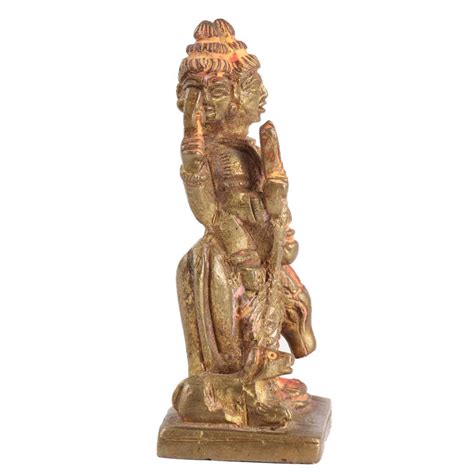Brass Lord Dattatrey With Cow Statue For Worship