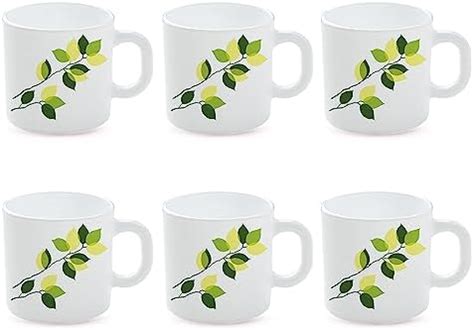 Larah By Borosil - Mimosa Opalware Cup Set, 6-Pieces, White : Amazon.in ...