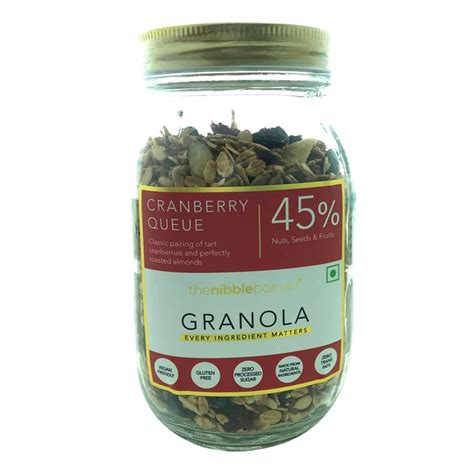 thenibblebox Cranberry Queue Granola, 500g Jar [45% Nuts-Seeds- Dried ...