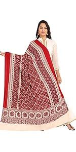 Amrozia Ajrakh Print Rayon Dupatta for Women (Red) : Amazon.in: Fashion