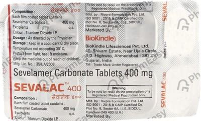 Buy Sevalac 400 MG Tablet (10) Online at Flat 15% OFF | PharmEasy