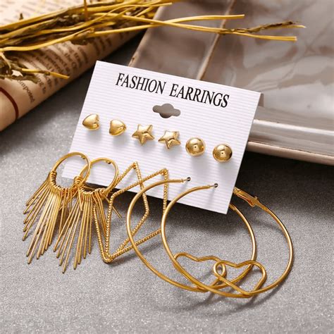 Pinapes Latest Design Metal Earrings for Women and Girls (Set of 6 ...