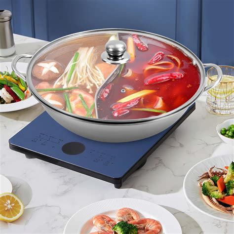 Delavala Steel Hot Pot with Divider and Glass Lid - Shabu Shabu Set for ...