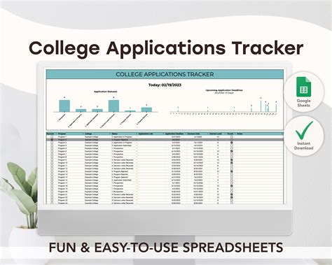 College Applications Tracker | Google Sheets Template | Digital ...