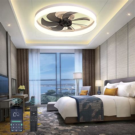 Apgooface Enclosed Dimming Modern Bladeless Ceiling Fan with Light ...