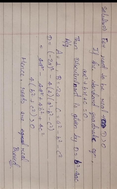 If a,b,c are rational then show that the equation x^2+2ax+a^2-b^2+2bc-c ...