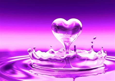 Download Pretty Purple Heart Shaped Drop Of Water Wallpaper ...